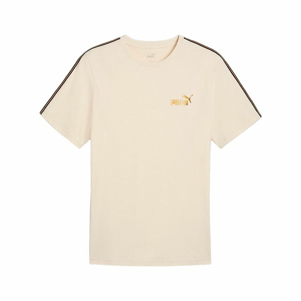Men’s Short Sleeve T-Shirt Puma Ess Tape Minimal Gold Beige L