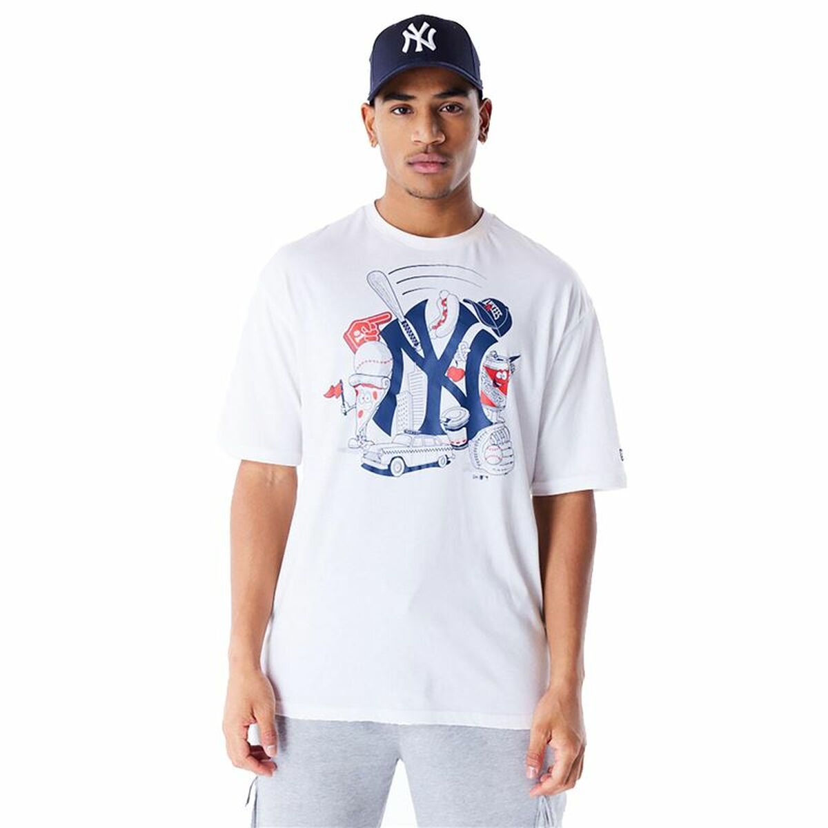 Men’s Short Sleeve T-Shirt New Era MLB FOOD GRPHC OS New York Yankees White L