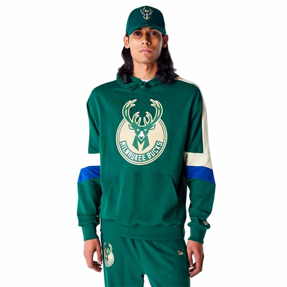 Men’s Hoodie New Era COLOUR BLOCK OS Milwaukee Bucks L