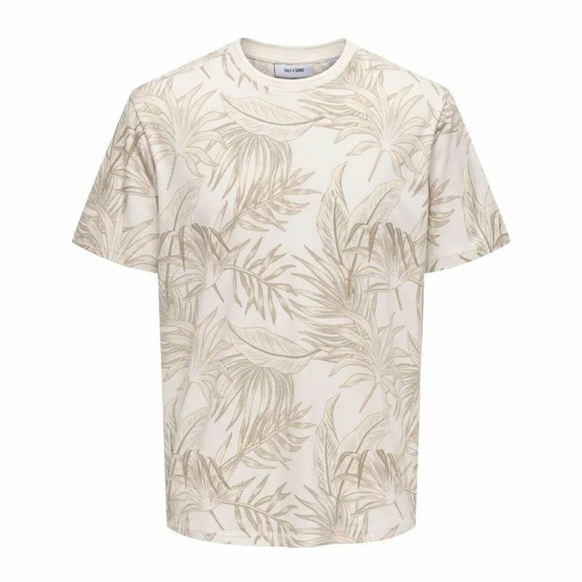 Men’s Short Sleeve T-Shirt Only & Sons Onskash Reg Leaf Aop Beige L