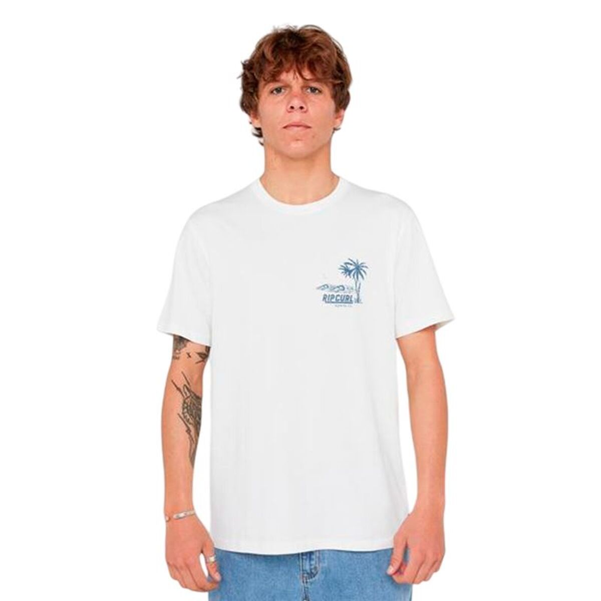 Men’s Short Sleeve T-Shirt Rip Curl Sportline Tubular Tee White XL