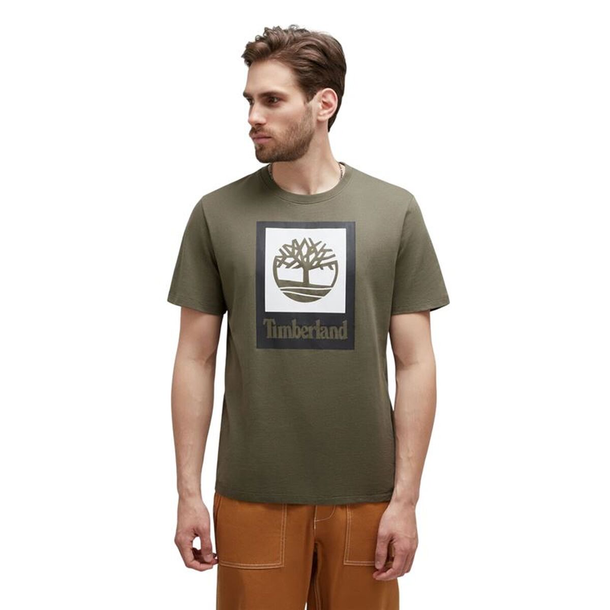 Men’s Short Sleeve T-Shirt Timberland Stack Logo Olive S