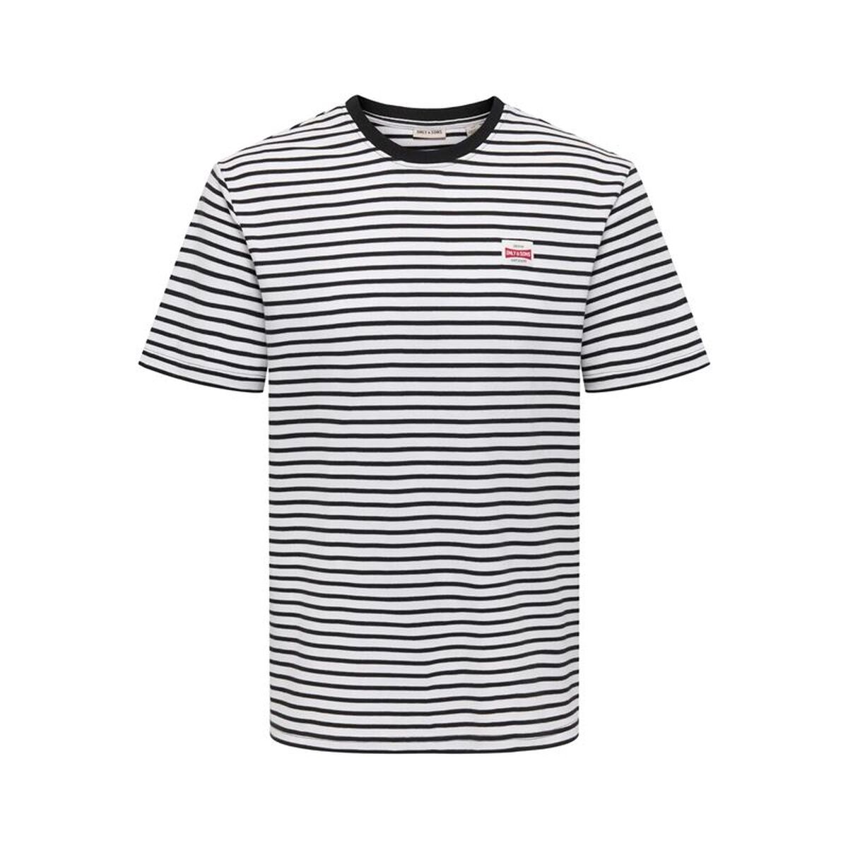 Men’s Short Sleeve T-Shirt Only & Sons Onsdawson Reg Stripe Black S