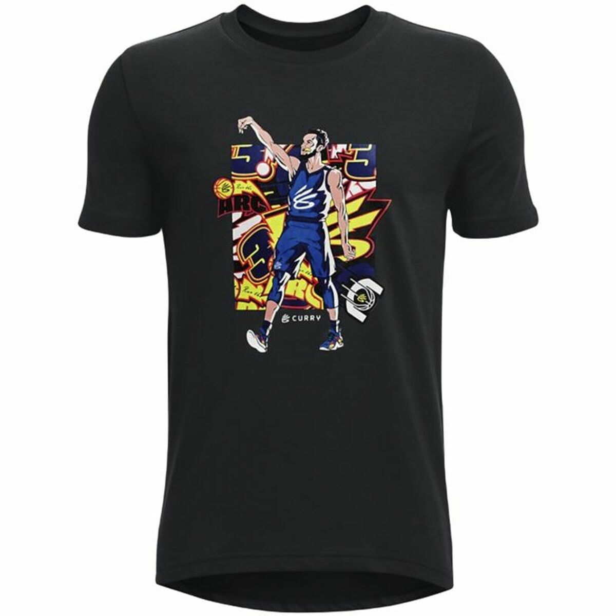 Child's Short Sleeve T-Shirt Under Armour Curry Black 18-20 Years
