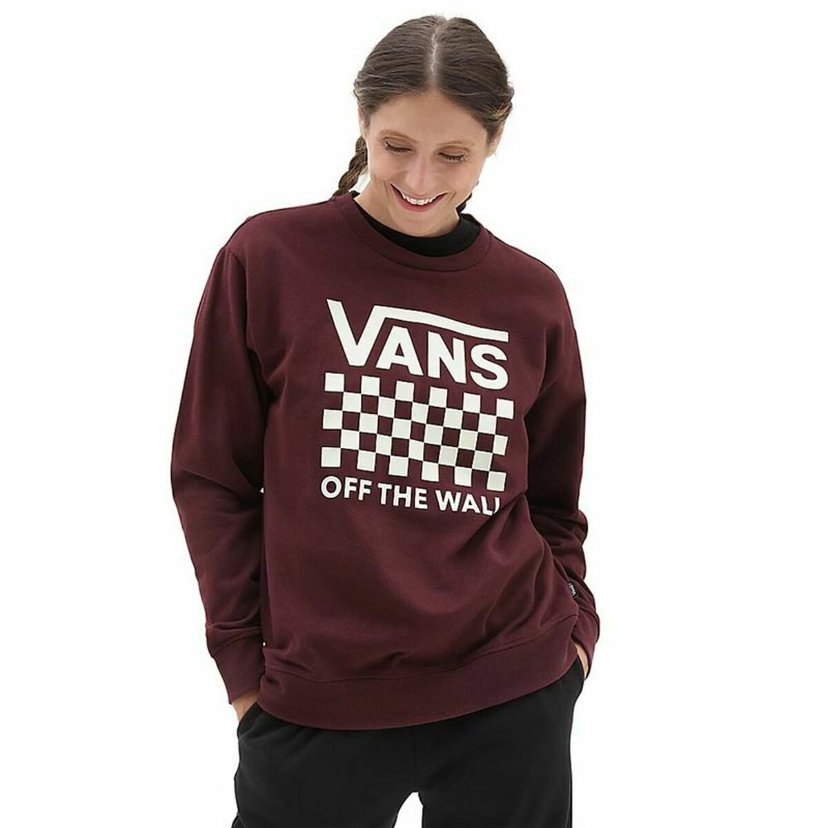 Women’s Sweatshirt without Hood Vans Lock Box Crew-B Maroon S