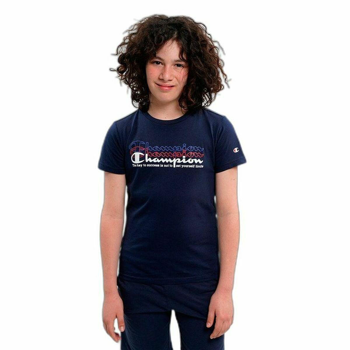 Children’s Short Sleeve T-Shirt Champion Crewneck  Blue 7-8 Years