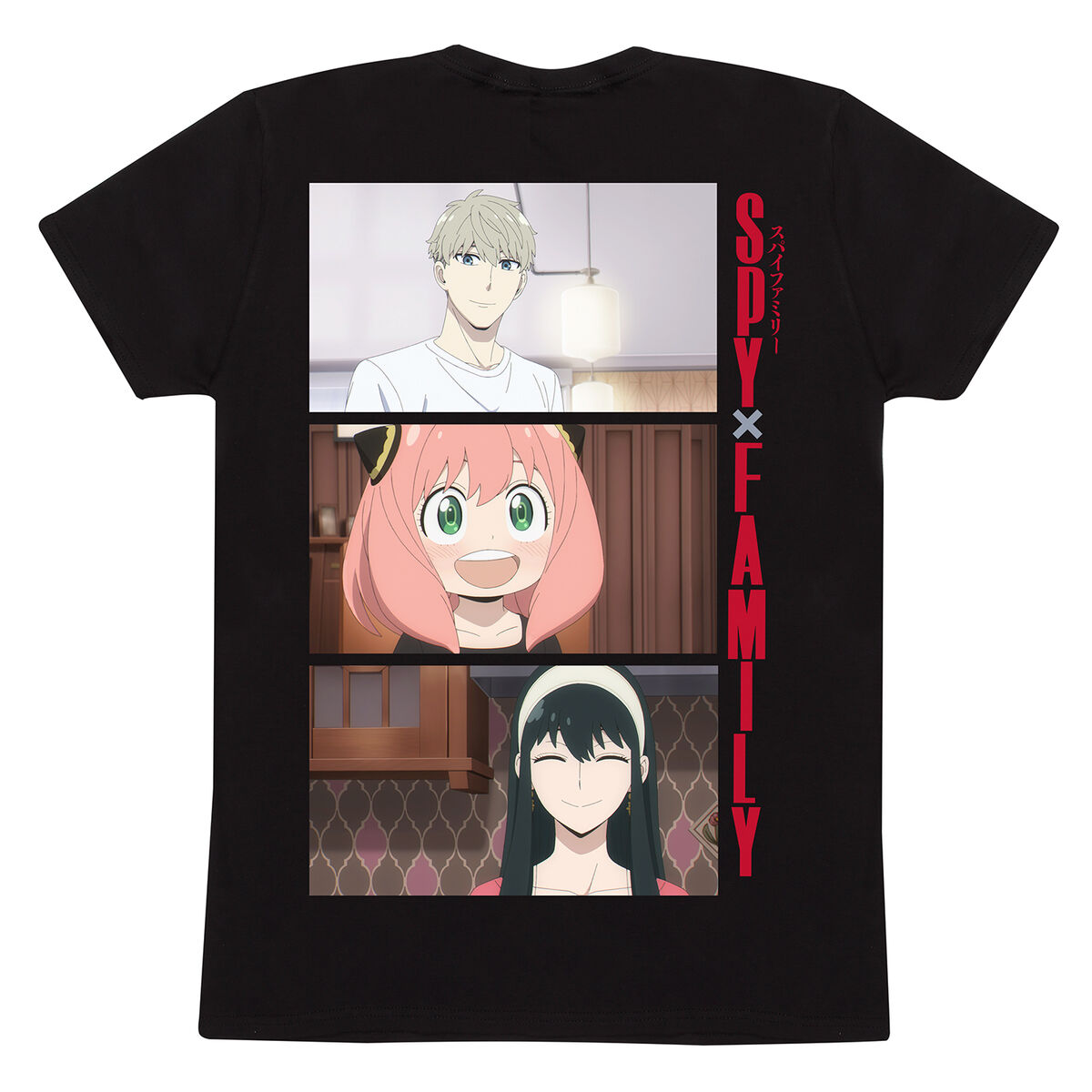 Short Sleeve T-Shirt Spy X Family Trio Shots Black Unisex XXL