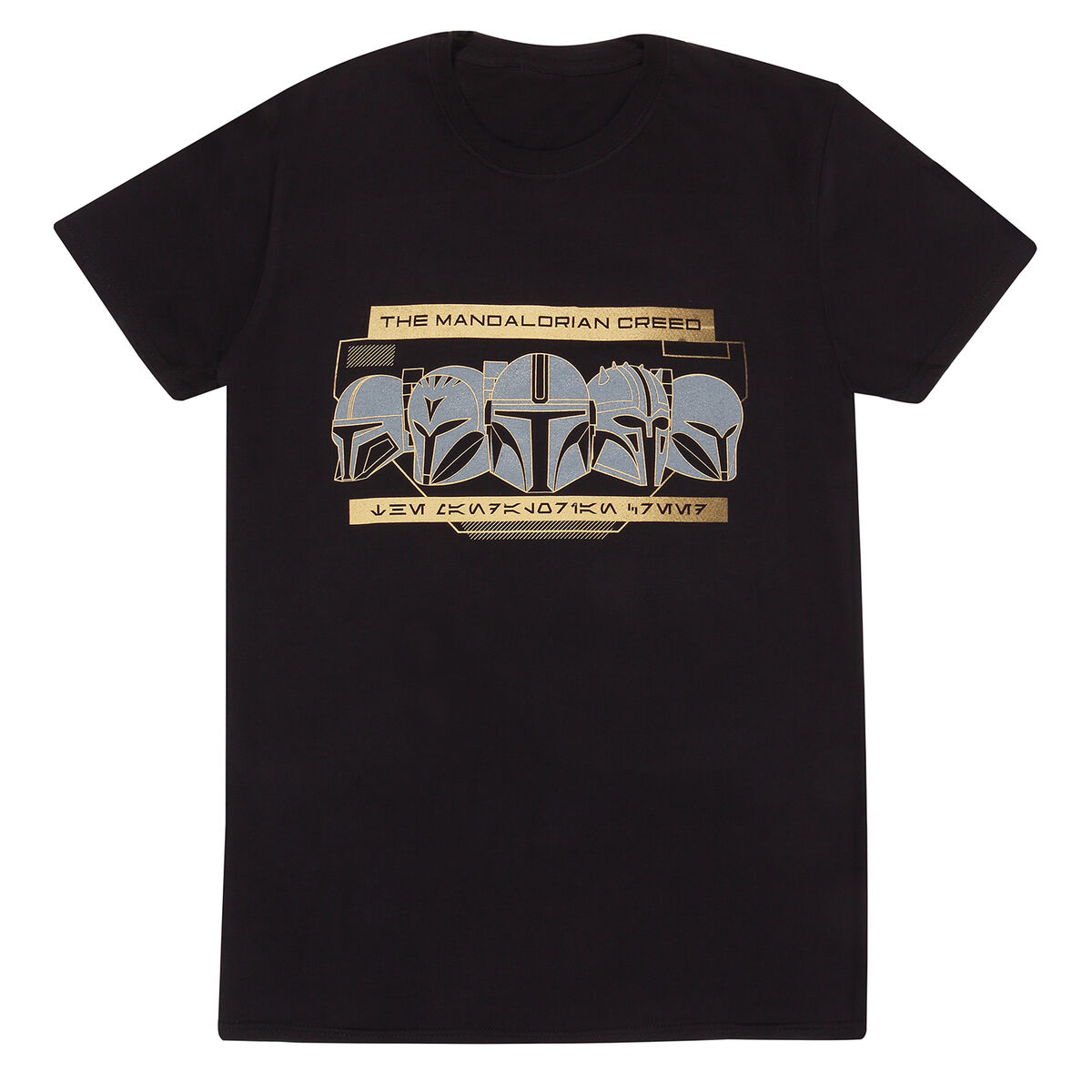 Short Sleeve T-Shirt The Mandalorian Row of Helmets Black Unisex S