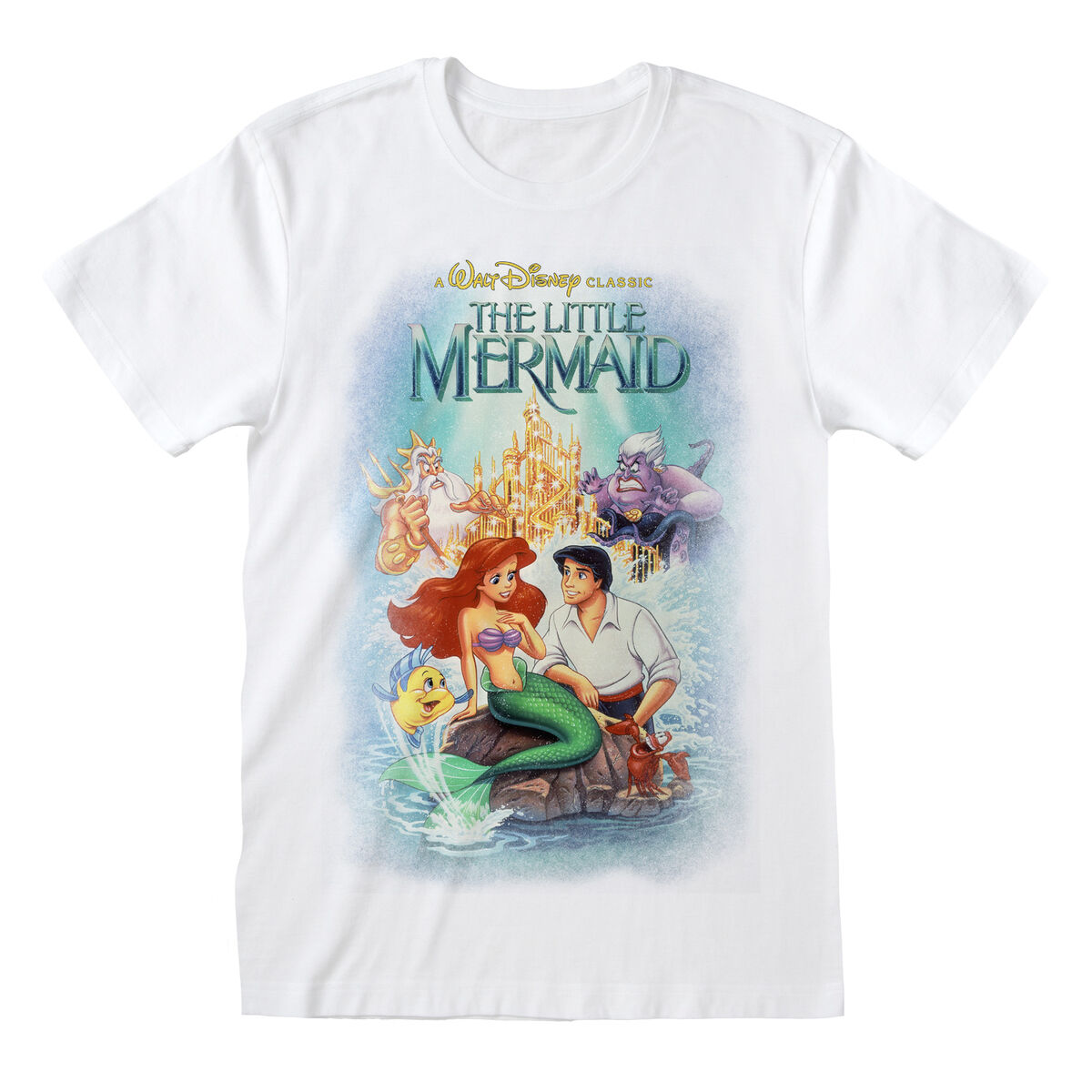 Short Sleeve T-Shirt The Little Mermaid Classic Poster White Unisex XXL