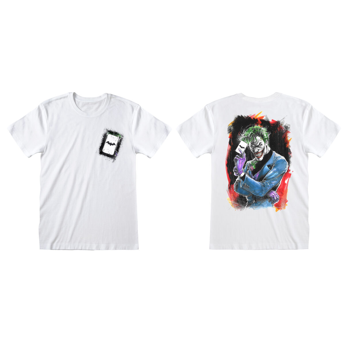Short Sleeve T-Shirt DC Comics Batman Card White Unisex XL