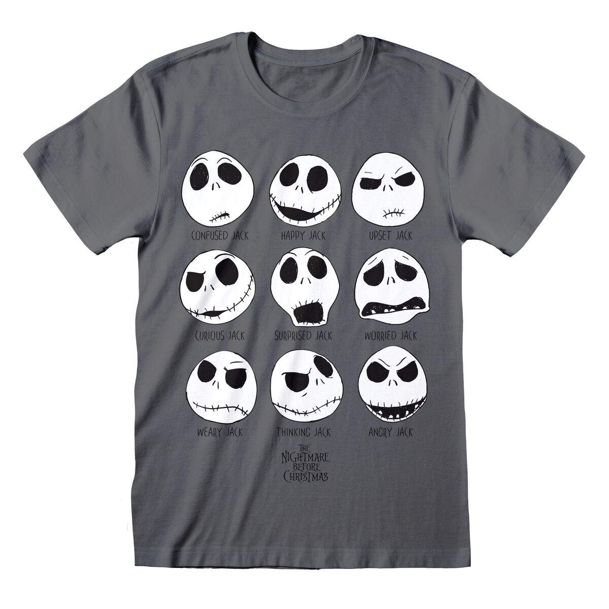 Unisex Short Sleeve T-Shirt The Nightmare Before Christmas Many Faces Dark grey S