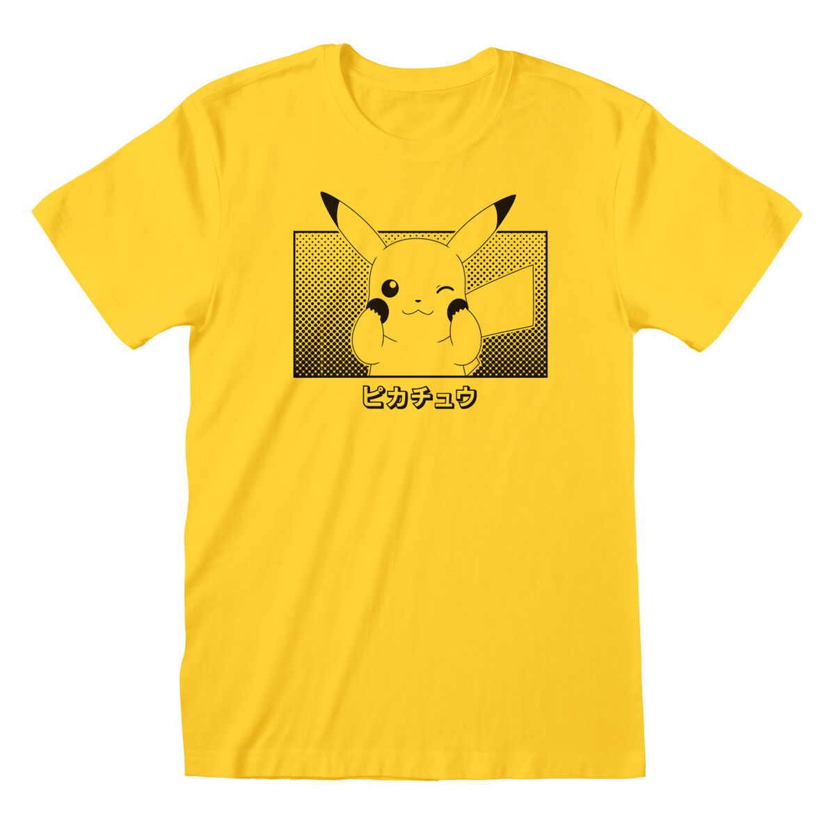 Unisex Short Sleeve T-Shirt Pokémon Pikachu Katakana Yellow S