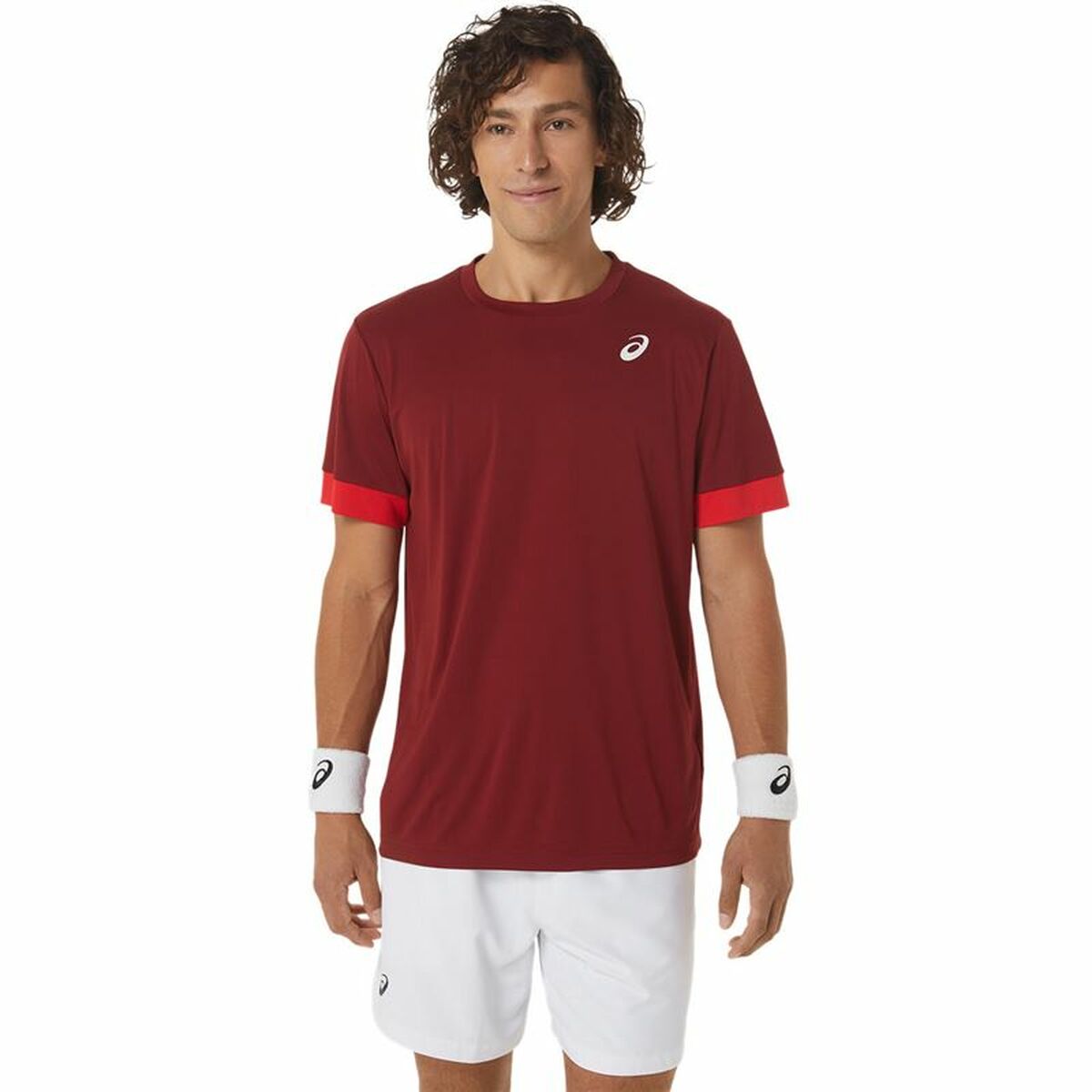 Men’s Short Sleeve T-Shirt Asics Court Dark Red Tennis S