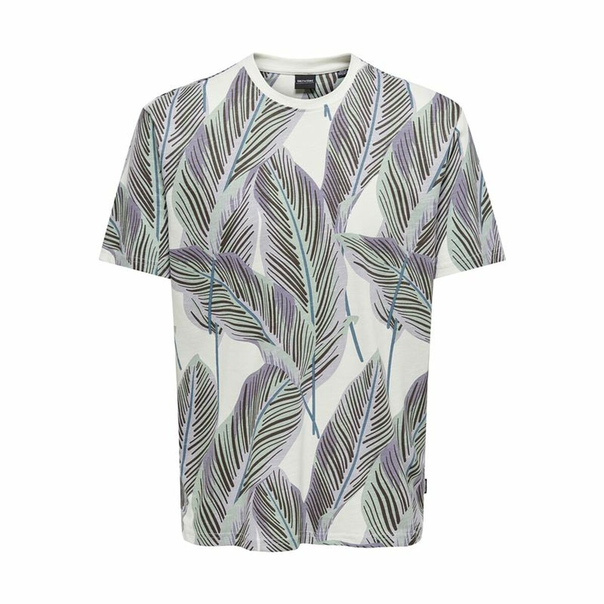 Men’s Short Sleeve T-Shirt Only & Sons Onskobe Reg Banana Leaf Blue White L